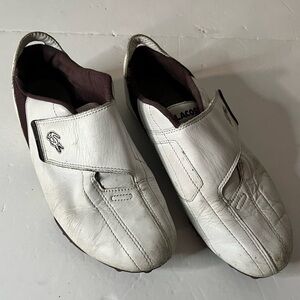Lacoste Sport Women’s White & Burgundy Slip-On Sneakers Size 5 Velcro Shoes